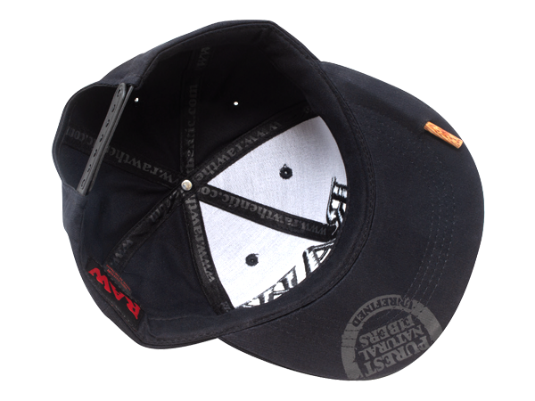 RAW Flat Brim Baseball Cap Black Logo Bottom