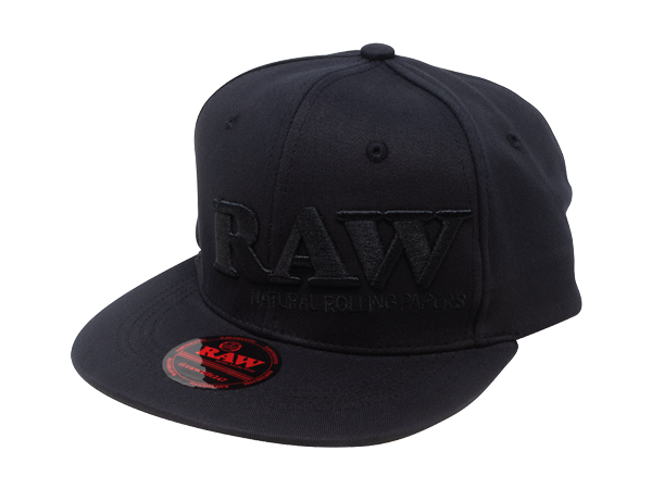RAW Flex Fit Hat Black with Black Logo Front
