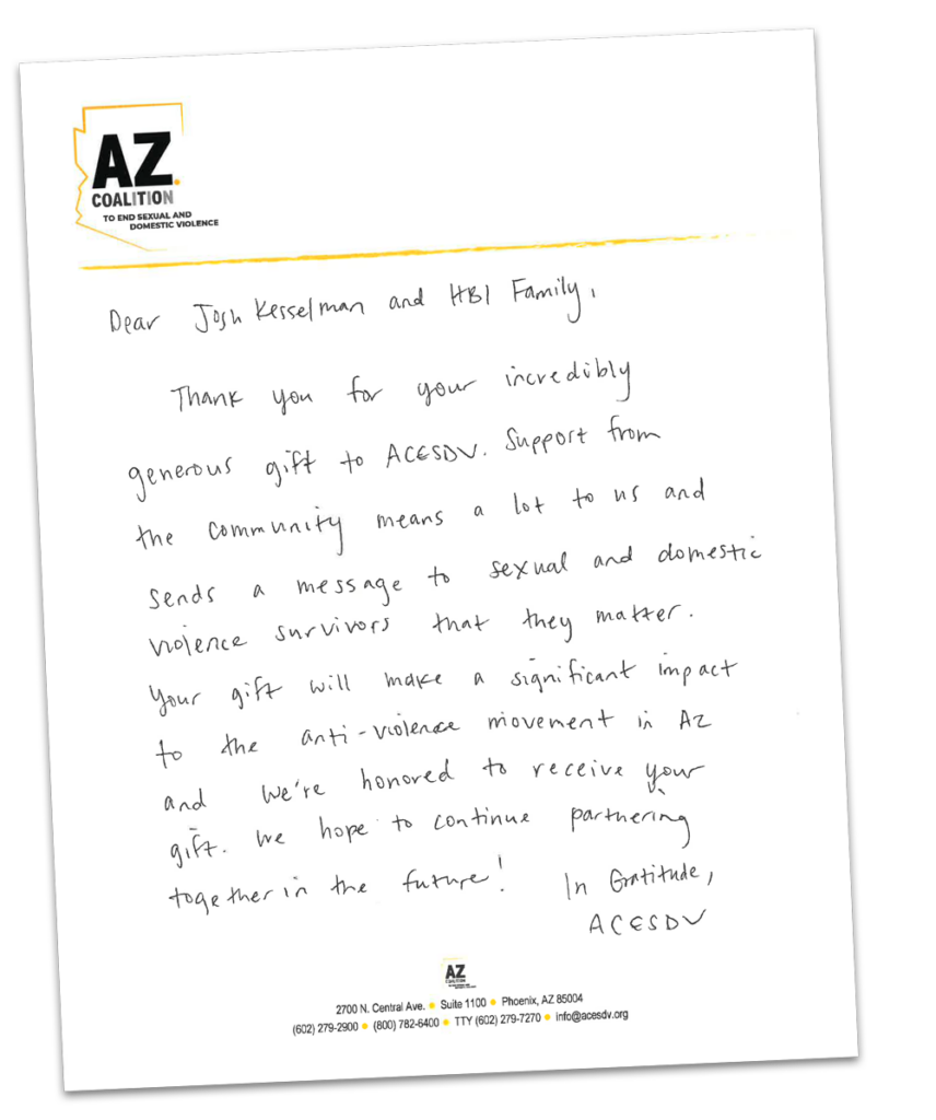 RAW Giving Letter from AZ Coalition Hand Written