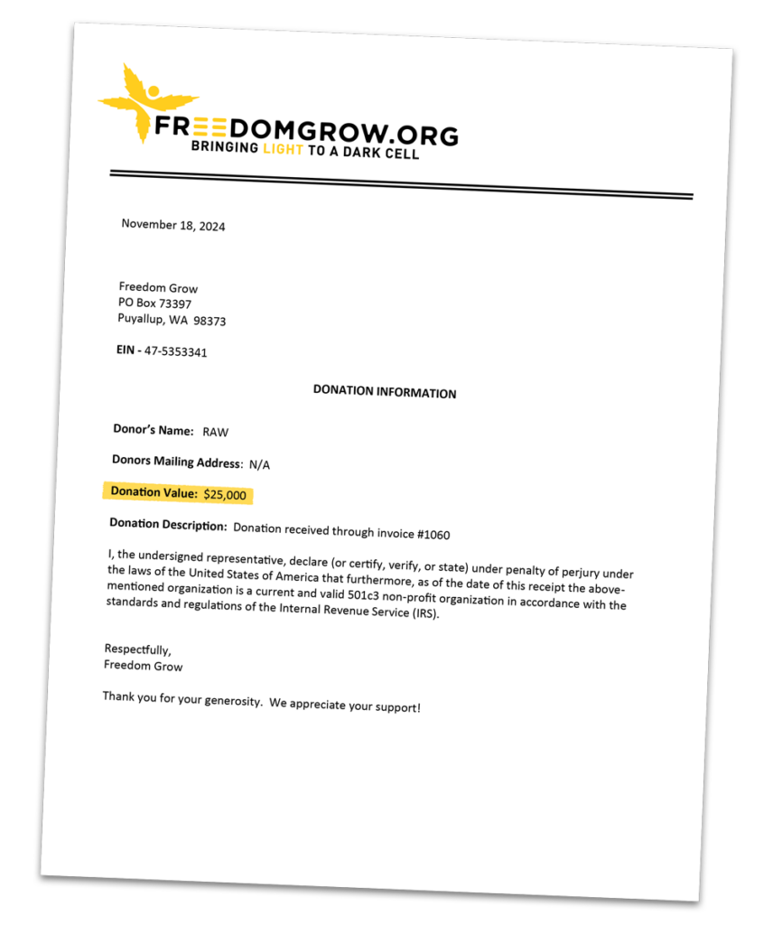 RAW Giving Letter from Freedom Grow