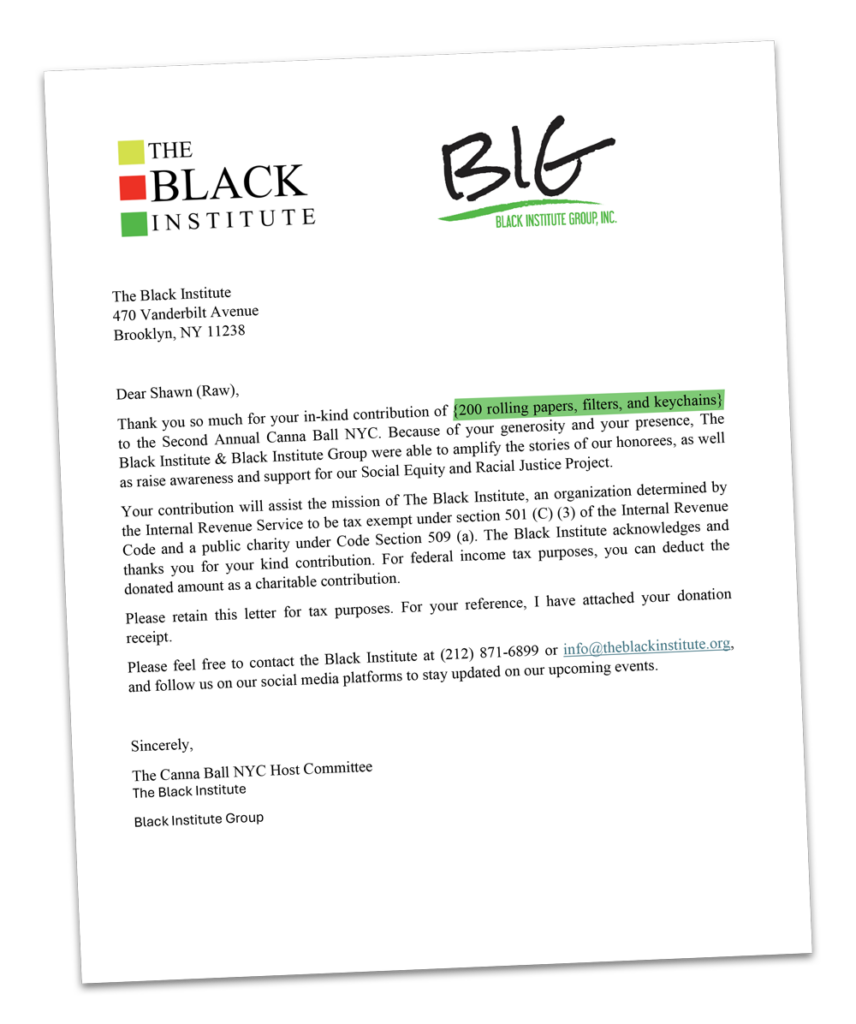 RAW Giving Letter from from The Black Institute